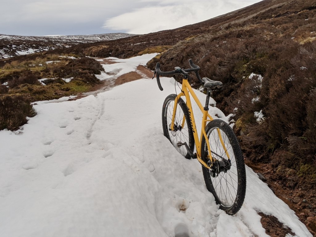 One of Jenny Tough's Shand bikes in the snow in winter